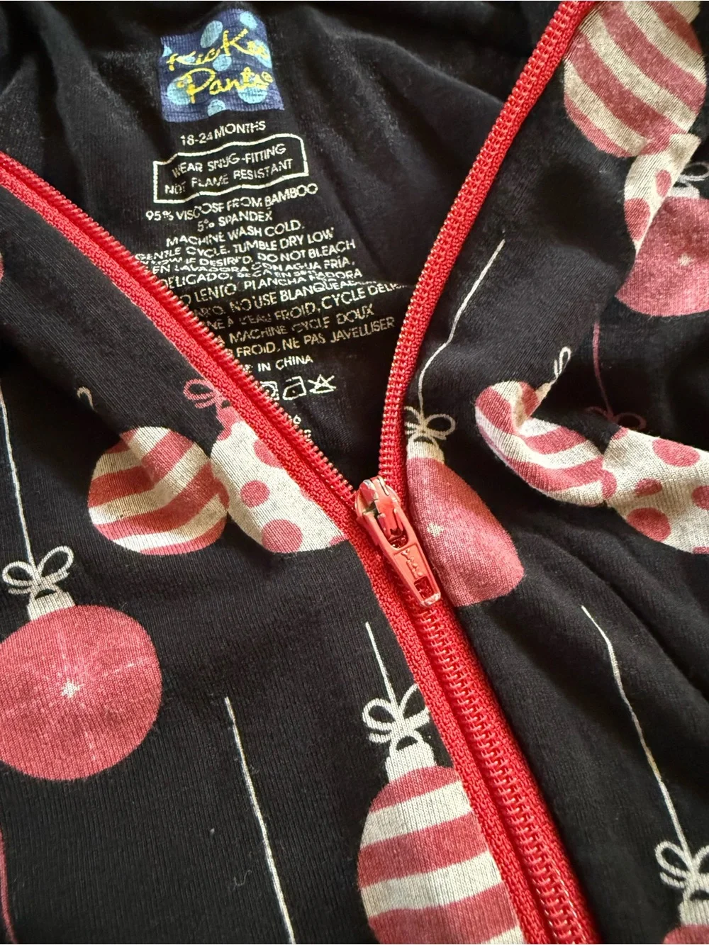 KicKee Pants 18-24M Christmas Ornament Footless Zip Pajamas